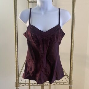 Vtg Express Design Studio Silk Cami Y2K Babydoll Deep Purple XS Dark Romantic